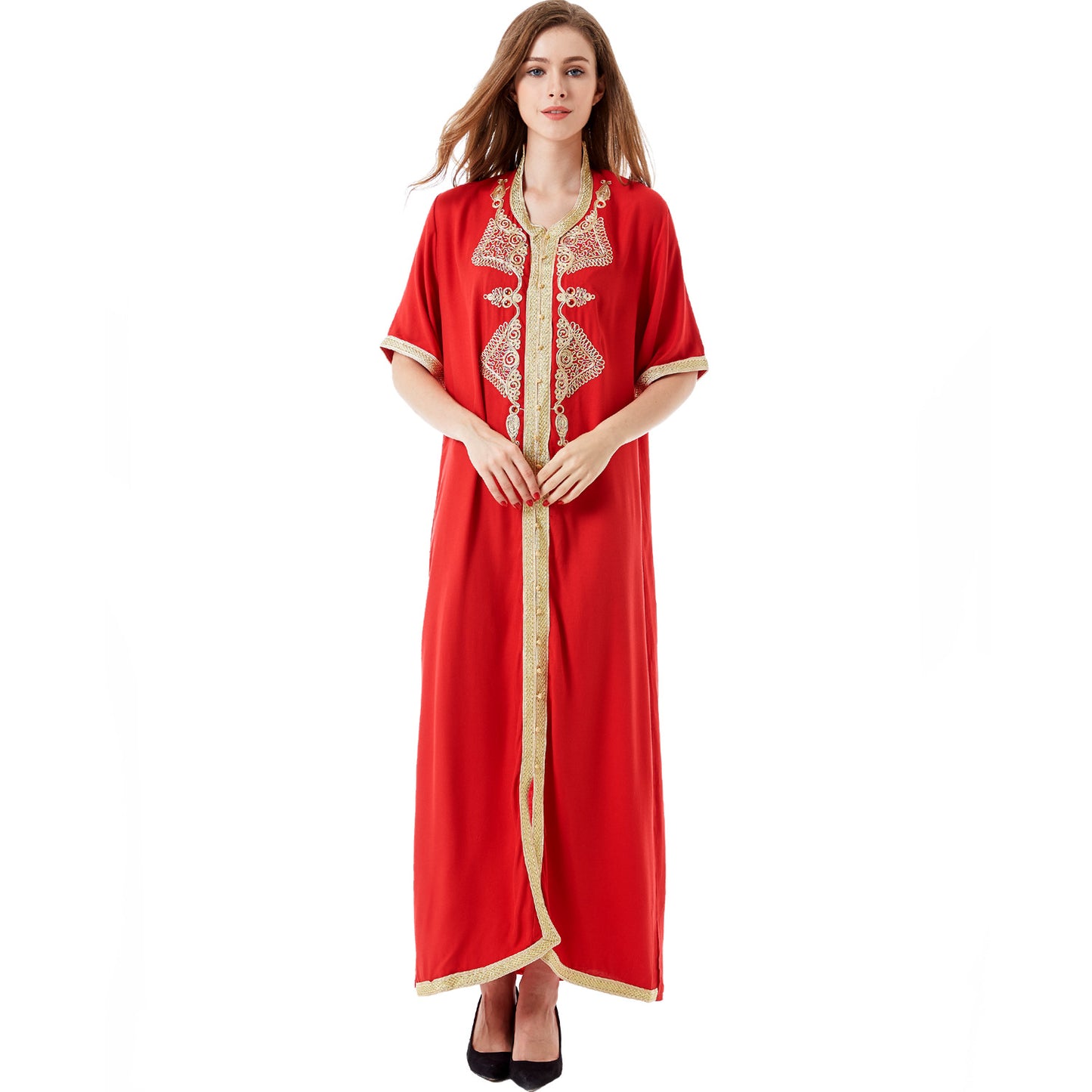 Moroccan Jalabiya Embroidered Lace Dress